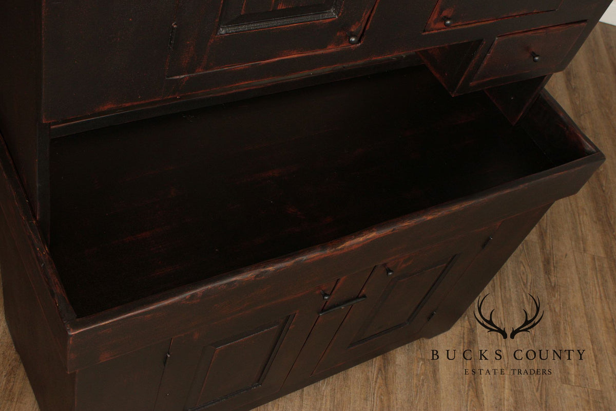 Hand Crafted Primitive Farmhouse Painted Dry Sink Hutch