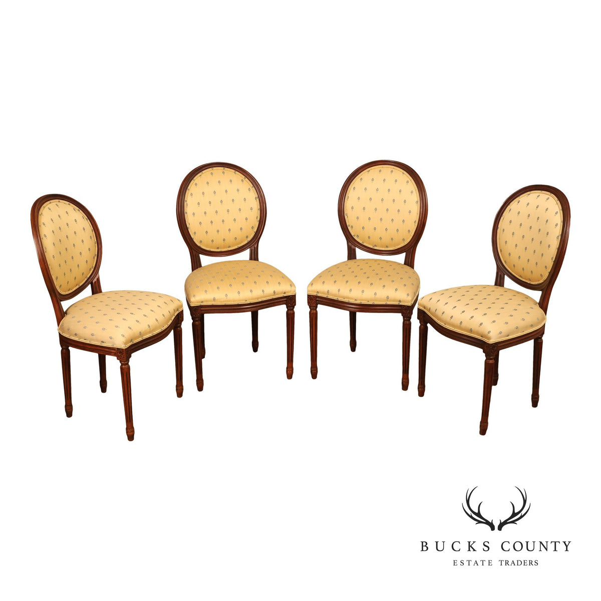 Ethan Allen Louis XVI Style Set Of Four Upholstered Dining Chairs