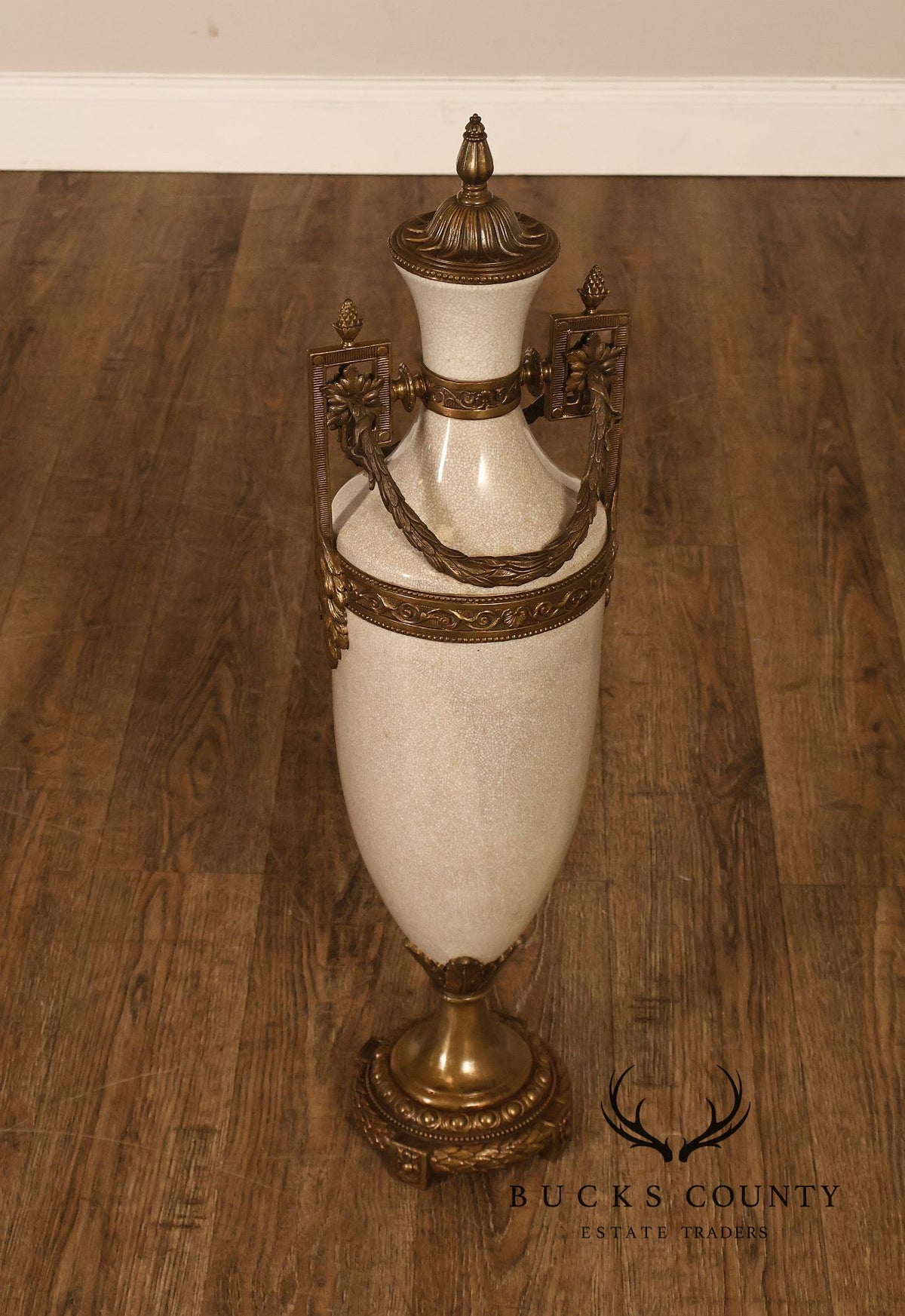 Neoclassical Style Crackle Glazed Porcelain Urn