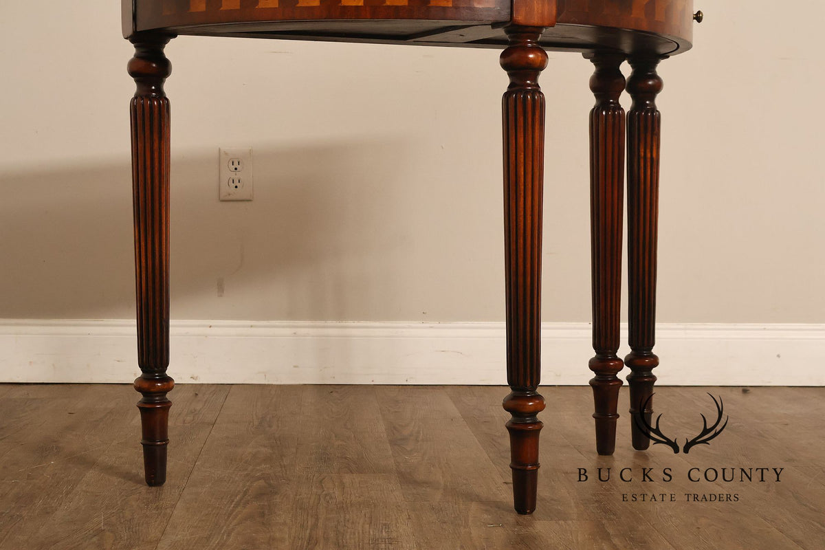 Maitland Smith Inlaid Demilune Console Games Table