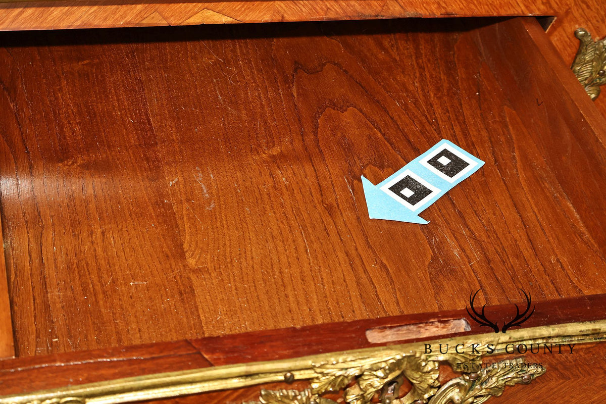 French Napoleon III Style Leather Top Executive Desk