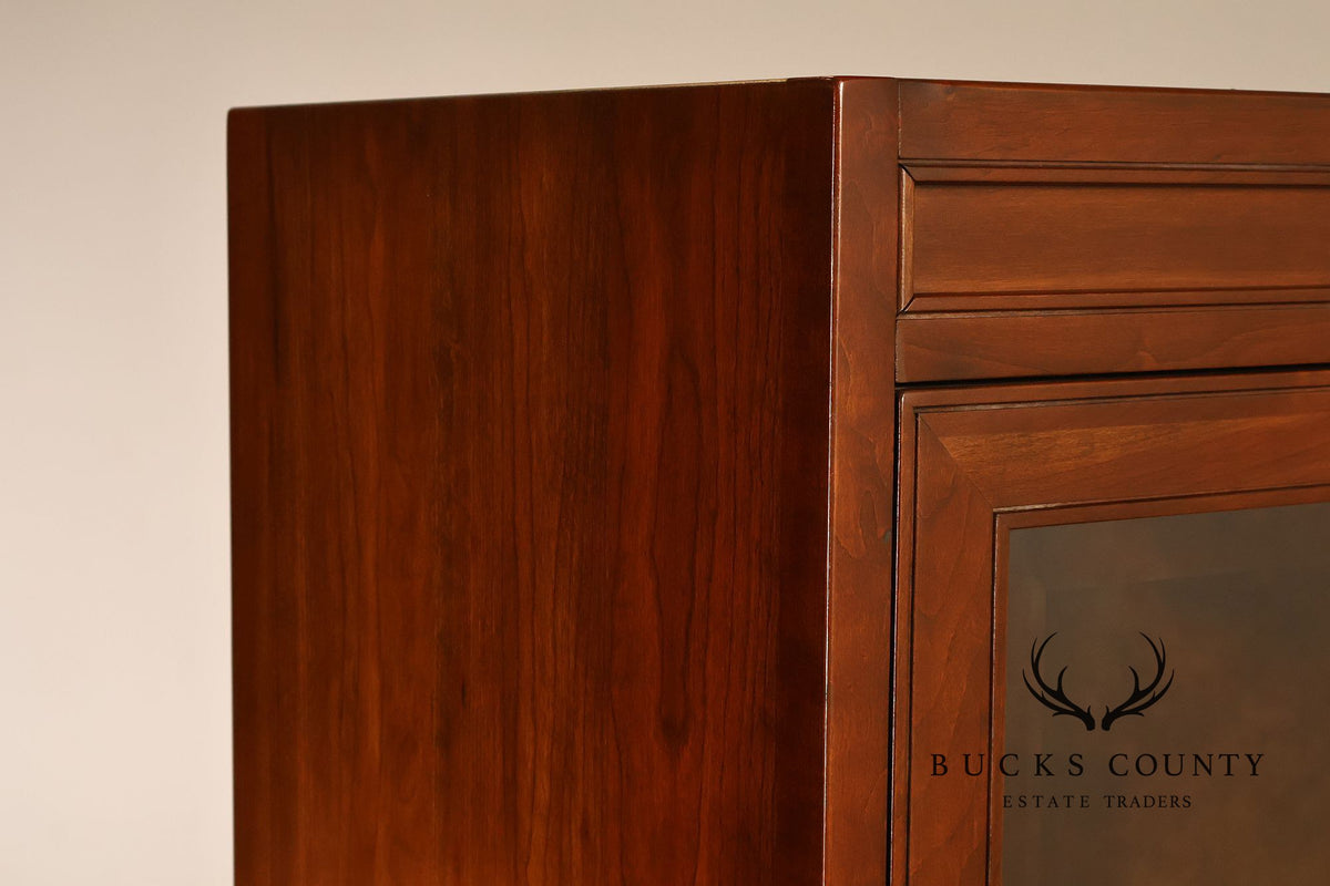 Ethan Allen Campaign Style Pair Of Display Curio Cabinets