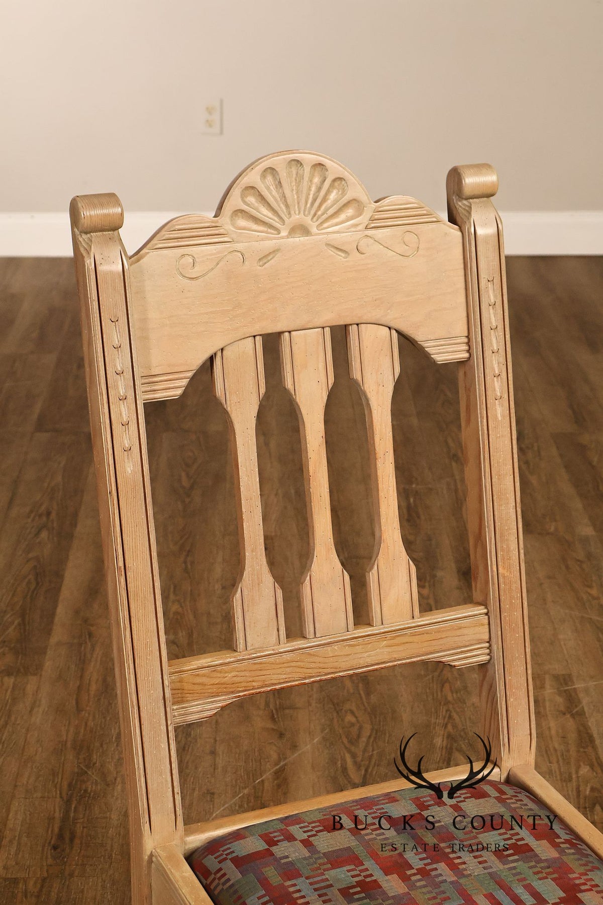 Southwest Style Vintage Set of Six Carved Pine Dining Chairs