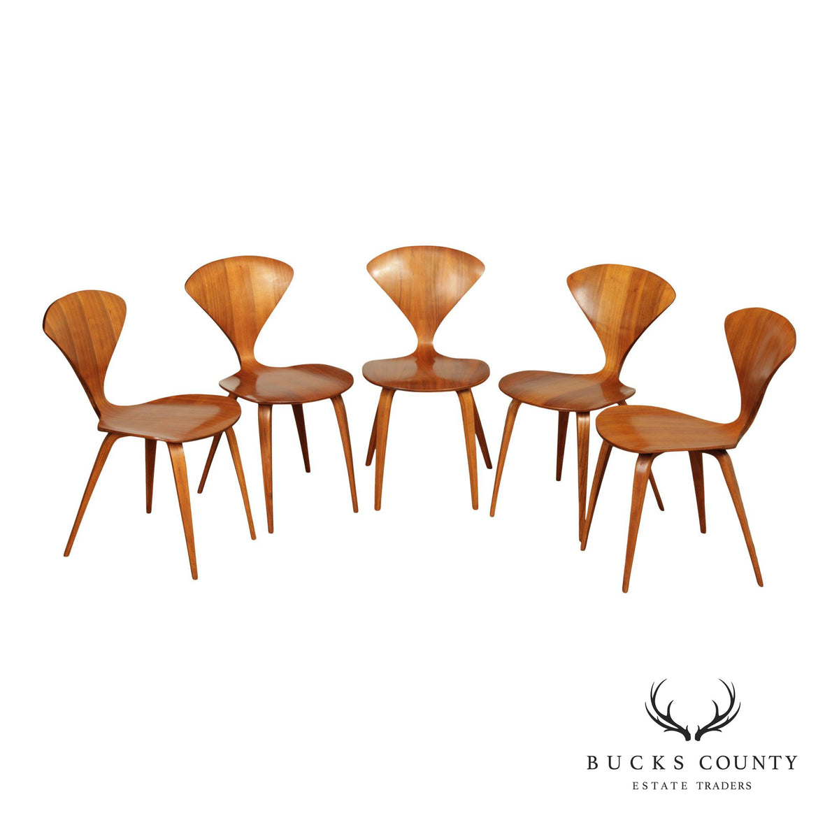 Norman Cherner Mid Century Modern Set of Five Hourglass Side Chairs