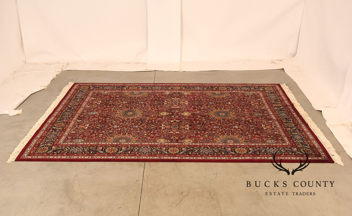 Hand Knotted Persian Style Wool Area Rug With Floral Medallion Design