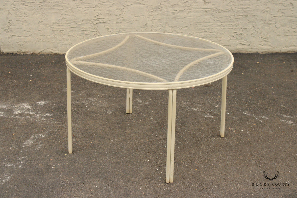 Mid Century Modern Round Aluminum Glass Top Patio Dining Table
