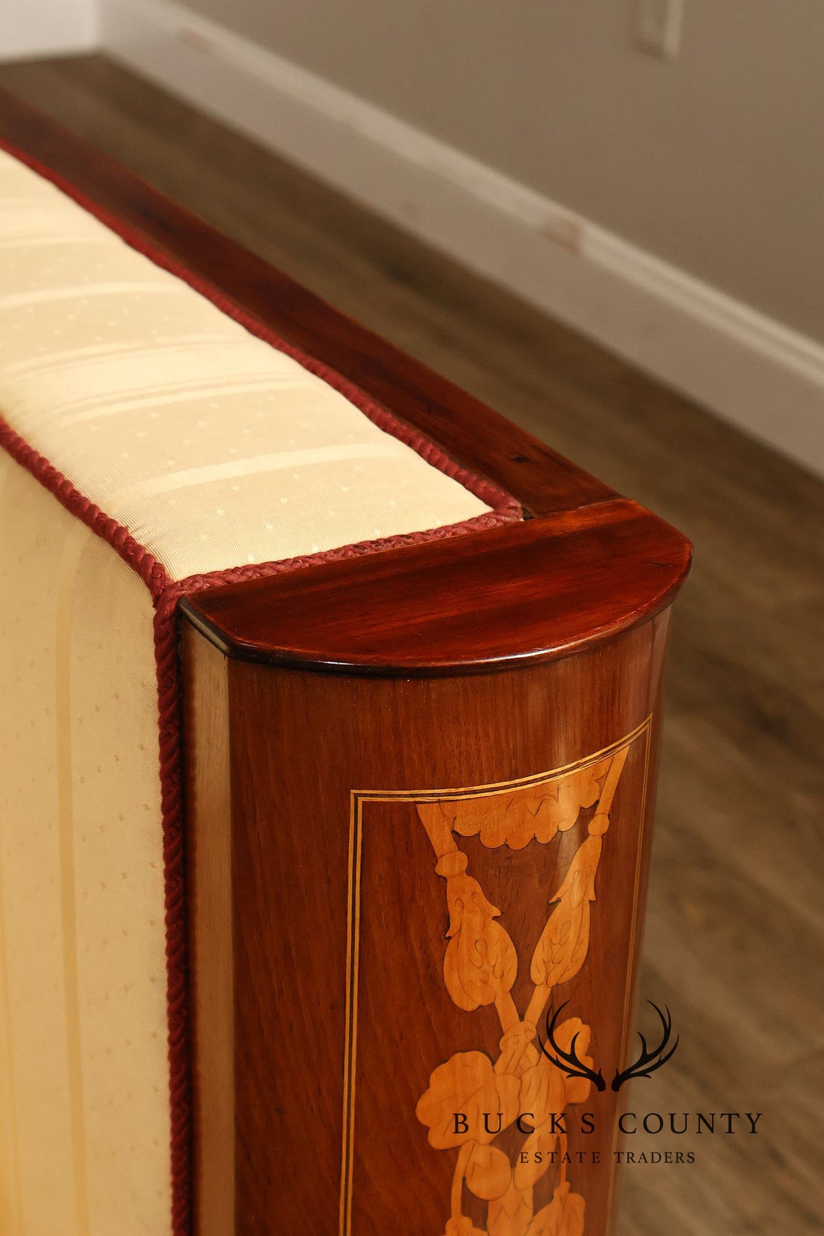 Biedermeier Style Antique Inlaid Mahogany Box Sofa