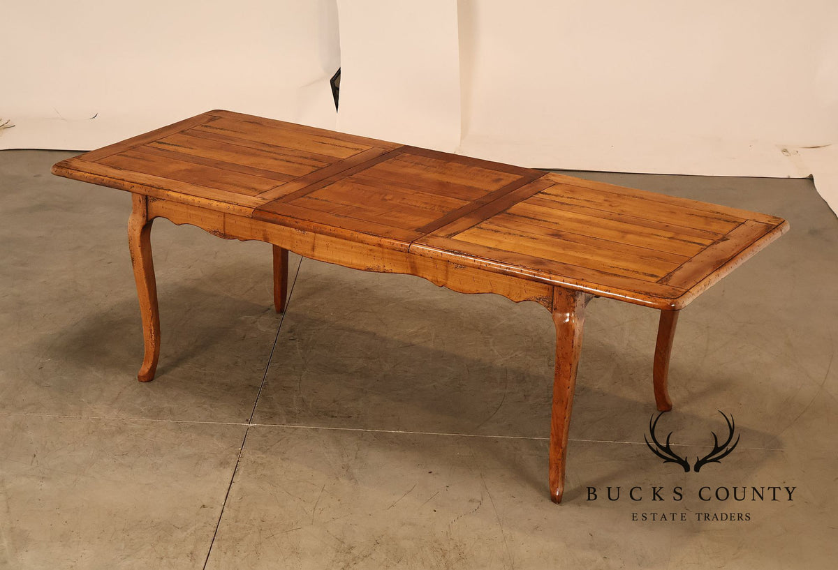 French Provincial Style Distressed Wood Extendable Dining Table