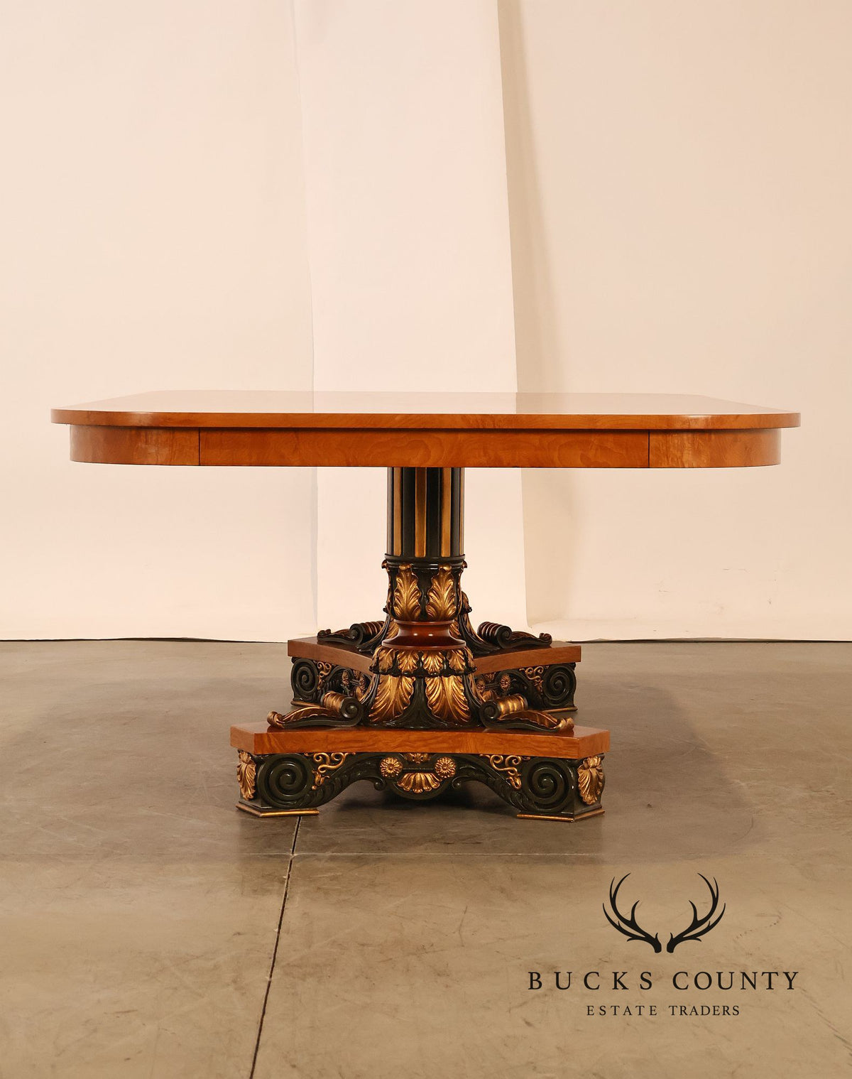Ala Mobili Style Neoclassical Style Inlaid Double Pedestal Extension Dining Table