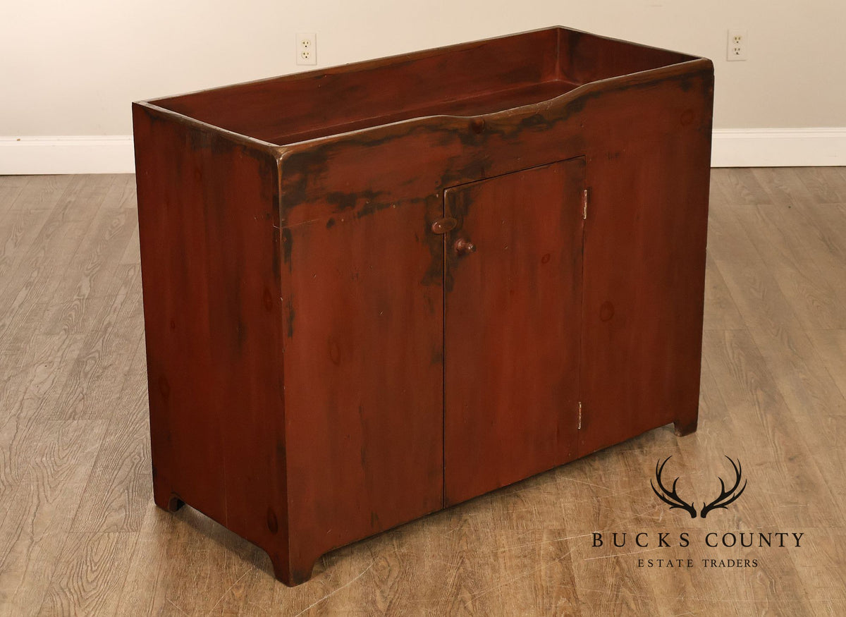Custom Crafted Primitive Painted Pine Dry Sink Cabinet