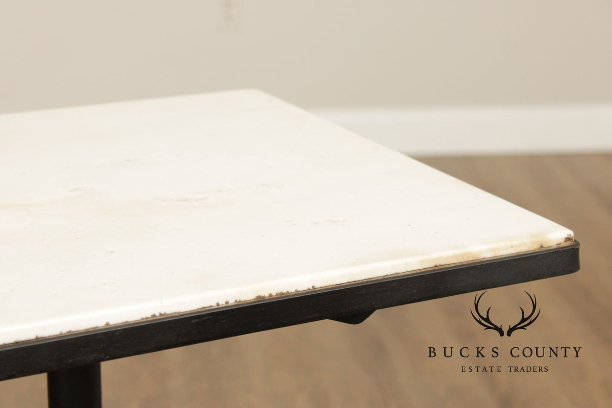 Mid Century Modern Industrial Marble Top Steel Console BarTable
