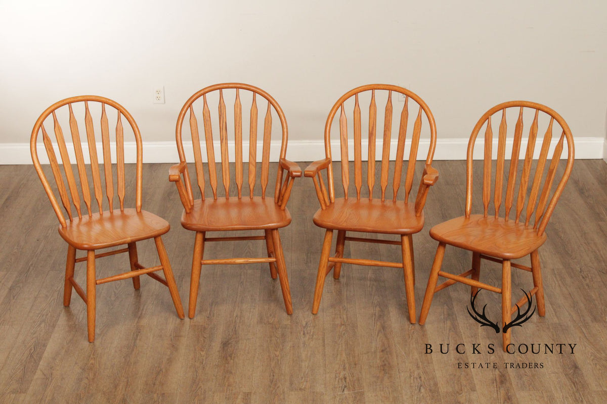 Traditional Set of Four Oak Windsor Dining Chairs