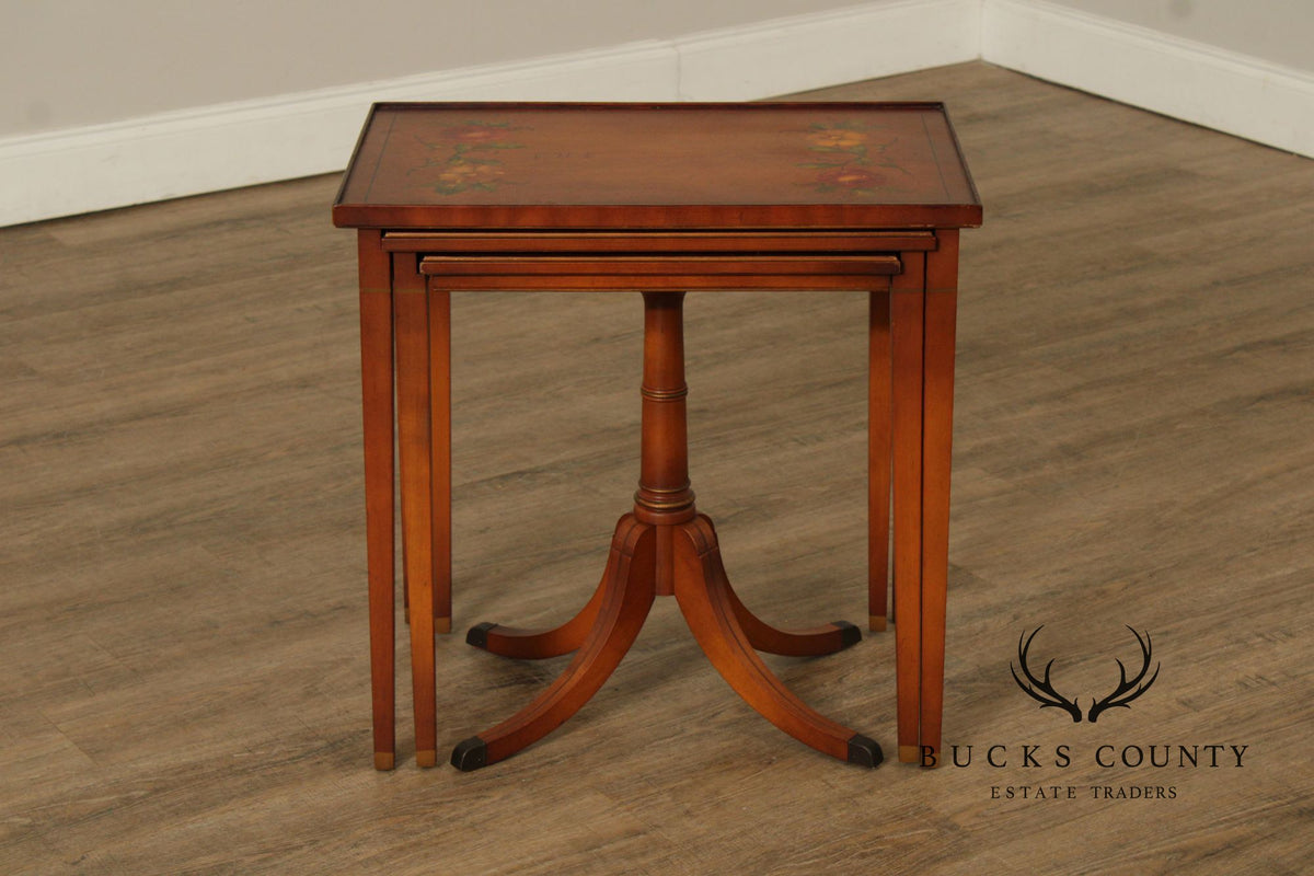 1930's Imperial Furniture Edwardian Set of Three Satinwood Nesting Tables
