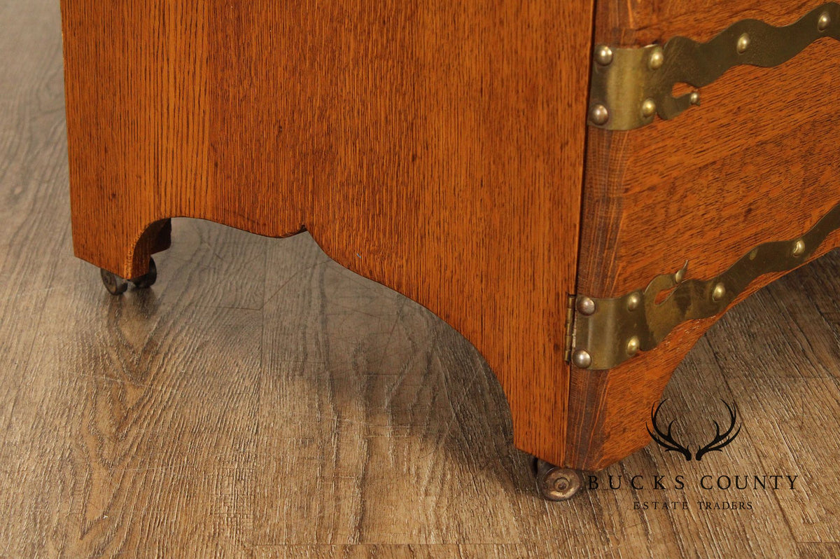 Antique Victorian Golden Oak Sideboard With Mirrored Back