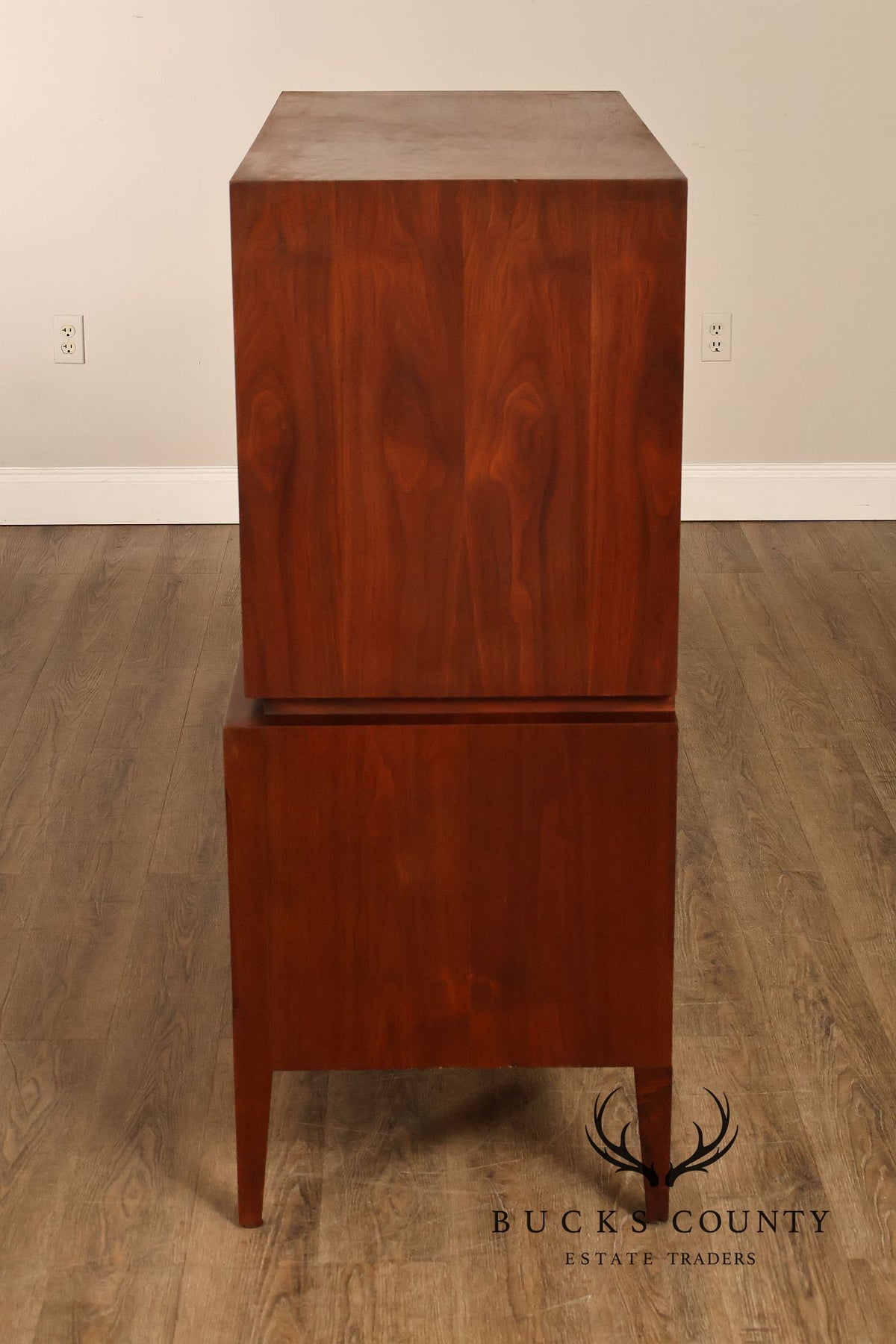 United Furniture 'Tiki' Brutalist Sculpted Walnut Tall Chest