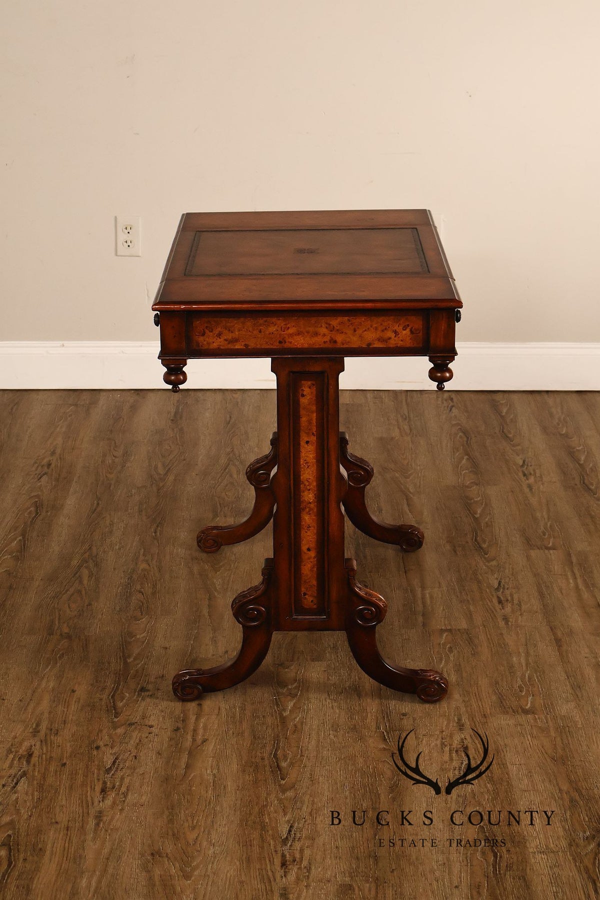 Theodore Alexander Mahogany Burl Wood Game Table