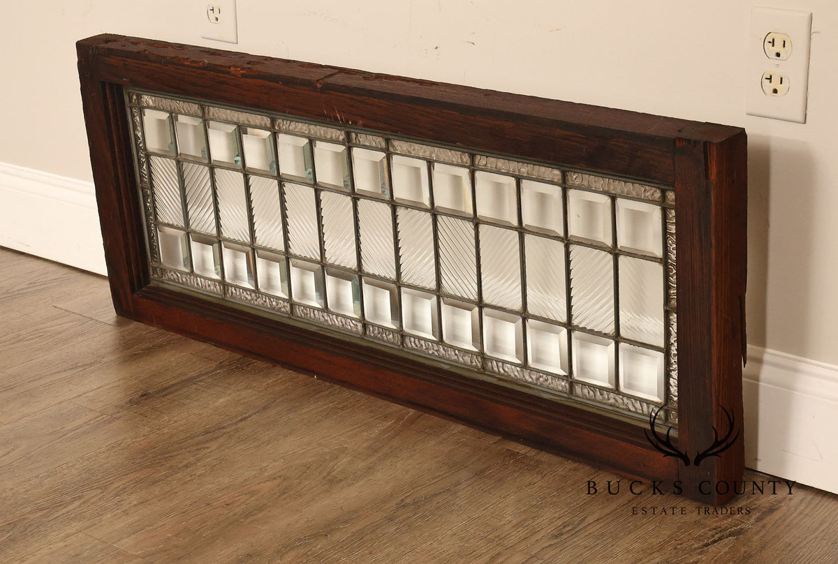 Arts & Crafts Leaded Glass and Oak Transom Window