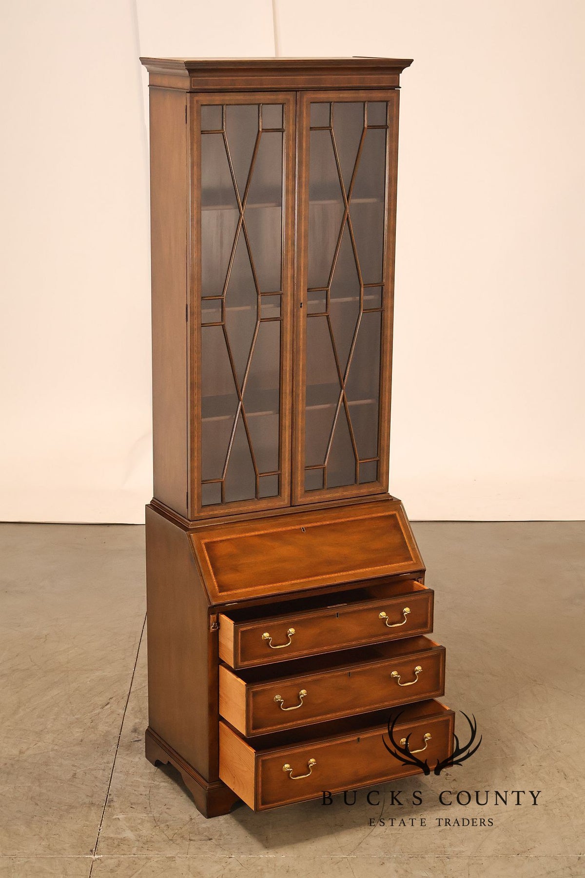 Kittinger Georgian Style Mahogany Secretary Bookcase