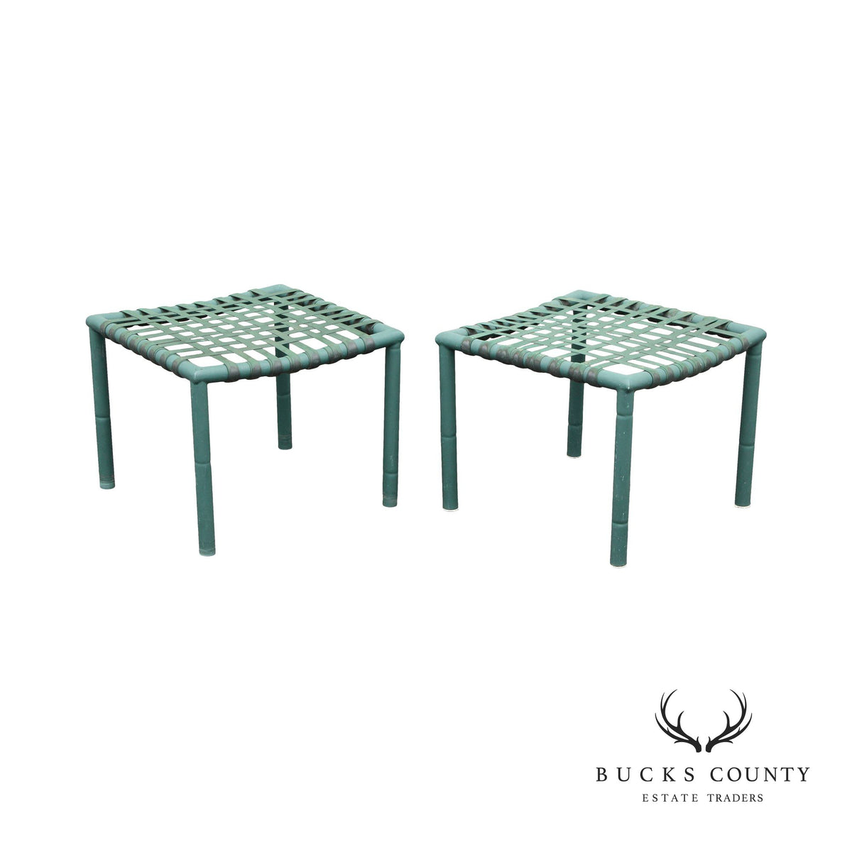 Hauser Vintage Pair of Faux Bamboo Outdoor Patio Stools