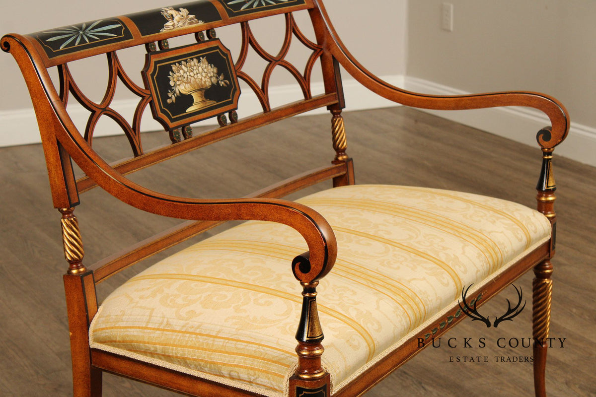 Galimberti Lino Italian Regency Style Paint Decorated Settee