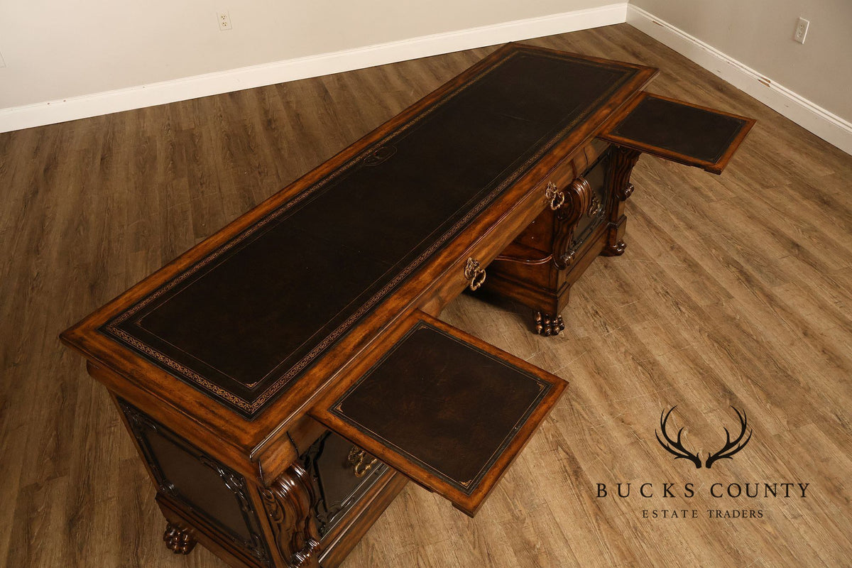 Maitland-Smith Leather Top Mahogany Executive Writing Desk