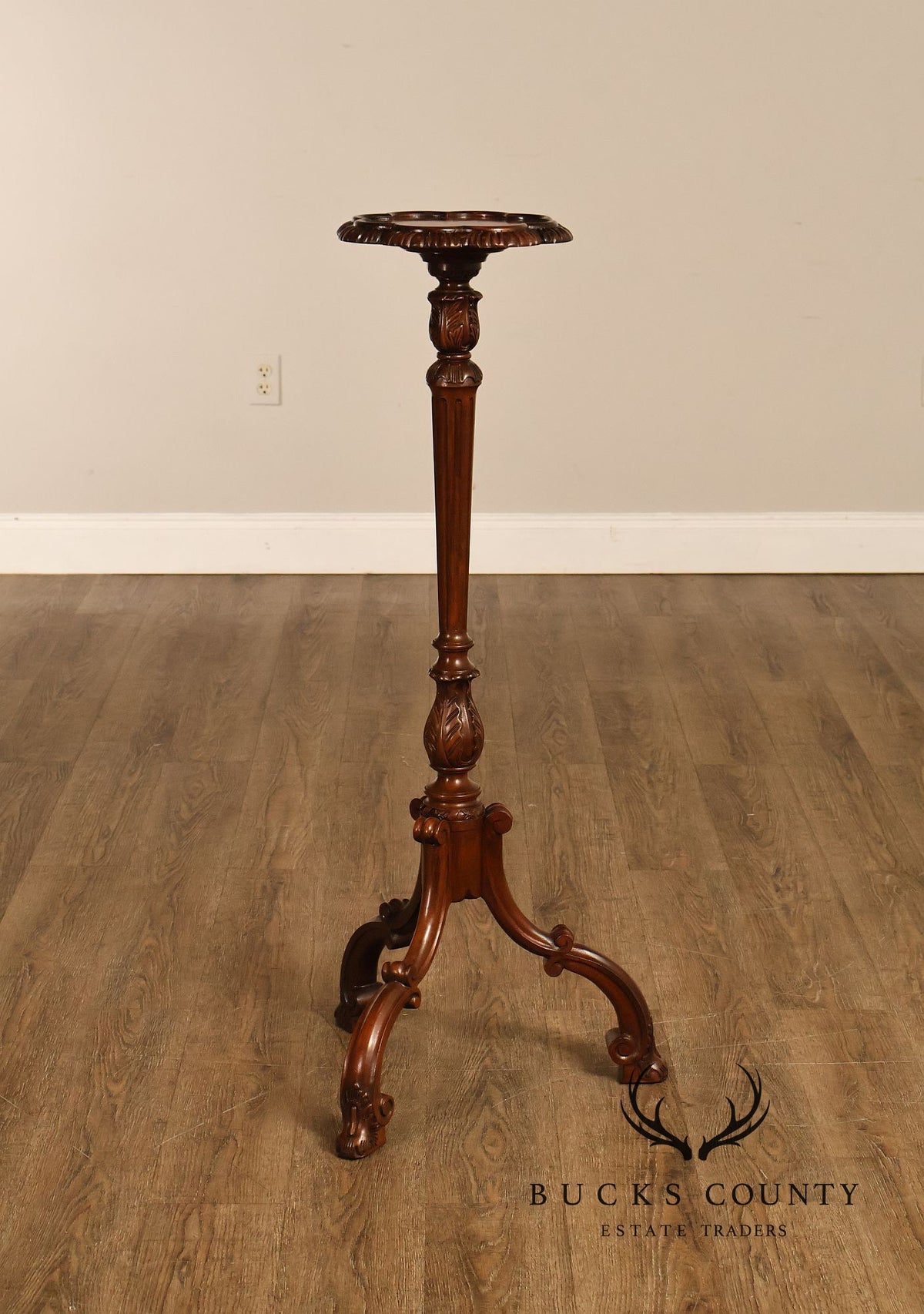 Baker Furniture Carved Mahogany Plant Stand