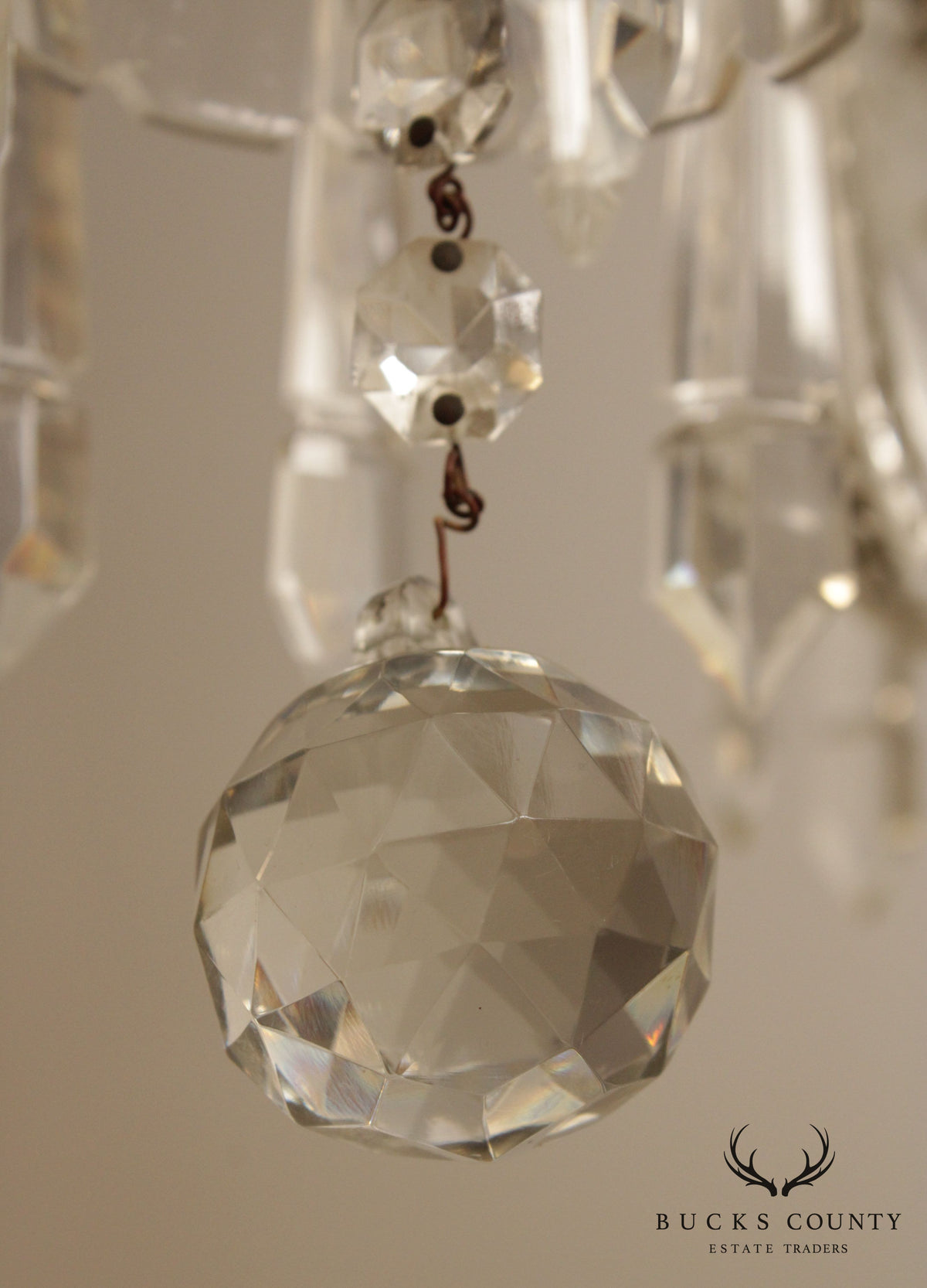 Antique Maria Theresa Style Crystal and Brass Chandelier