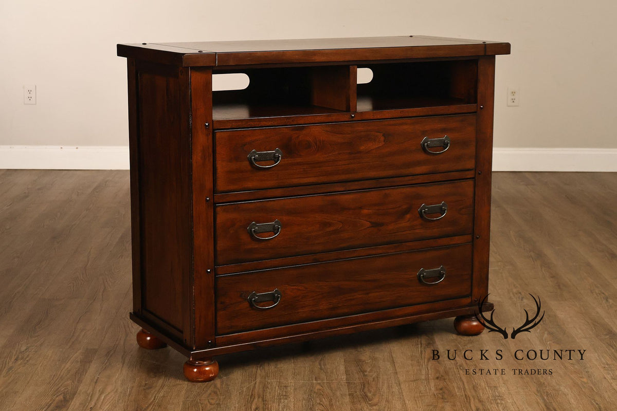 Mission Style Media Chest With Open Storage