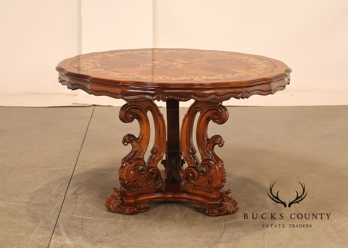 Italian Baroque Style Marquetry Inlaid Center Table