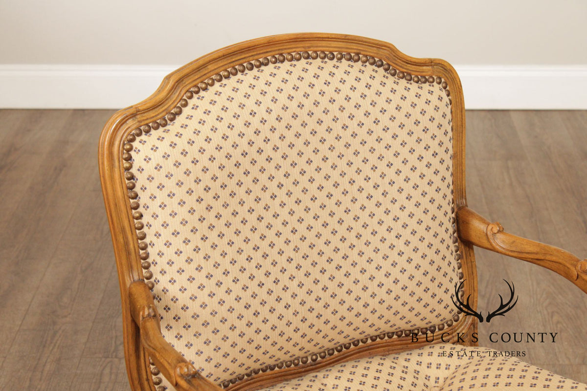 French Provincial Style Carved Frame Fauteuil Armchair