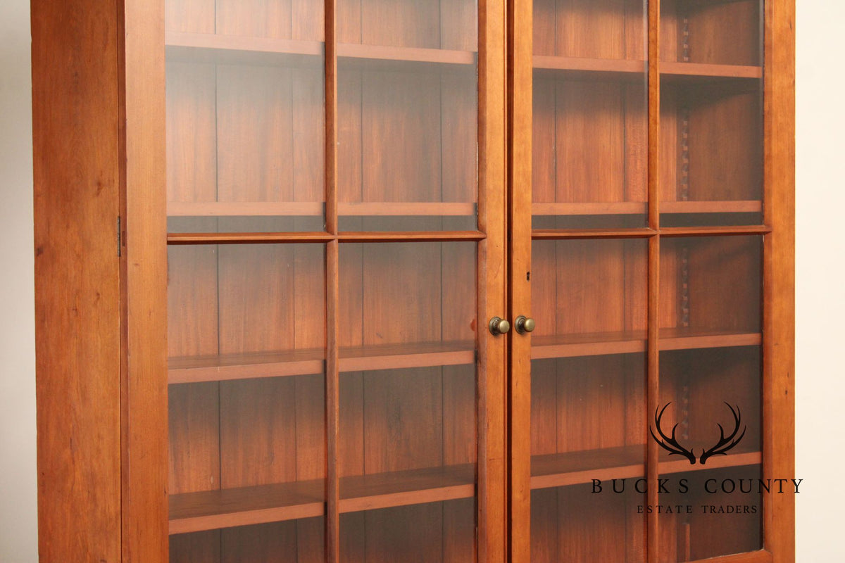 Antique American Empire Large Cherry Stepback Bookcase