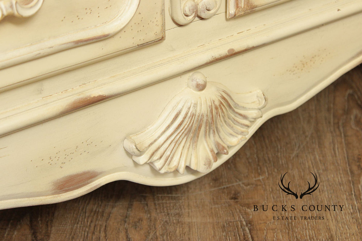 Lane French Provincial Style Distressed Cream Seven Drawer Dresser