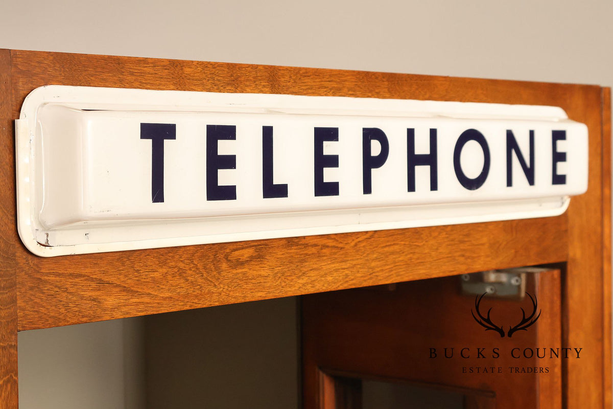 Pacific Bell Wooden Telephone Booth With Coin Operated Payphone