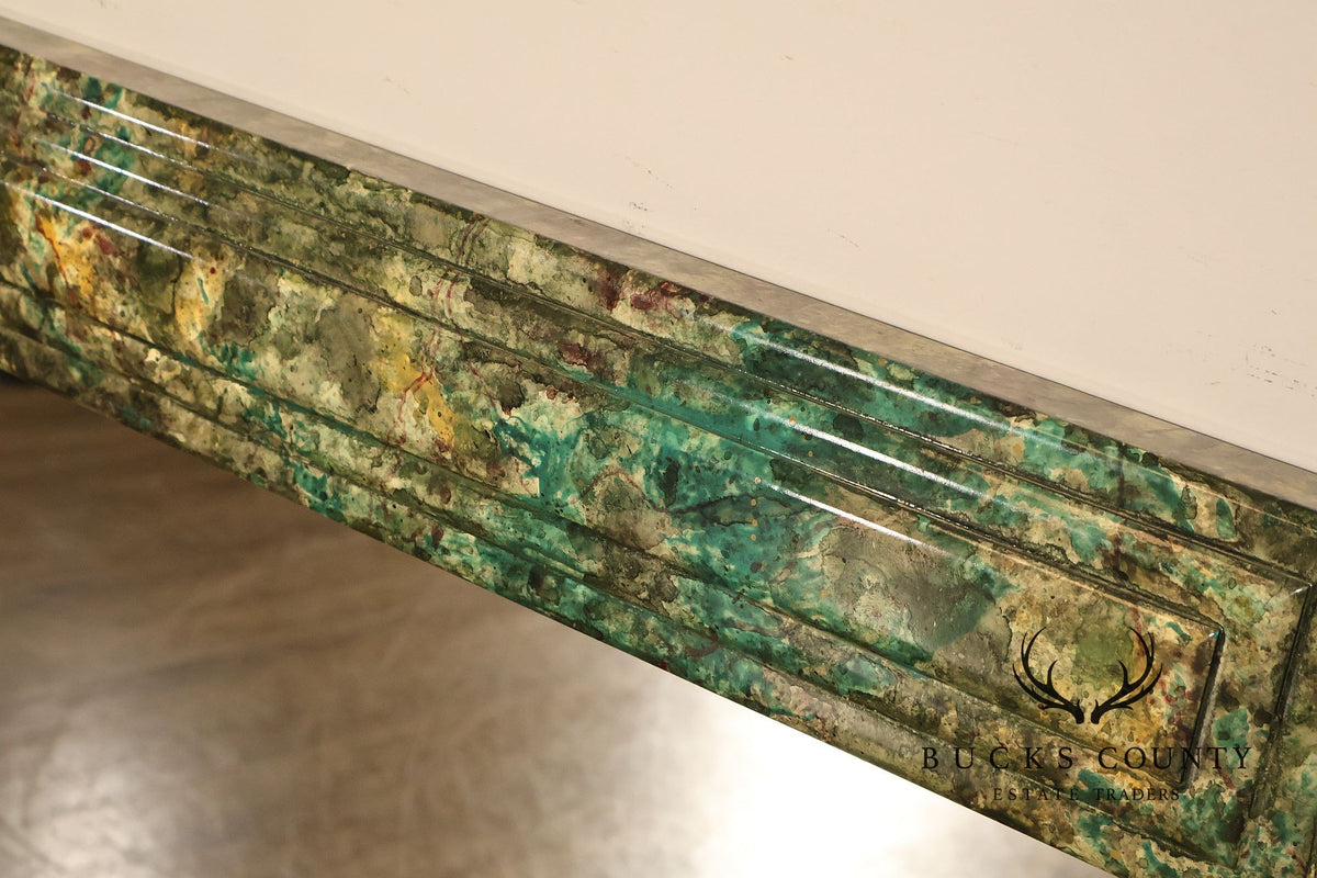 Faux Marble Geometric Framed Wall Mirror 47' x 36"