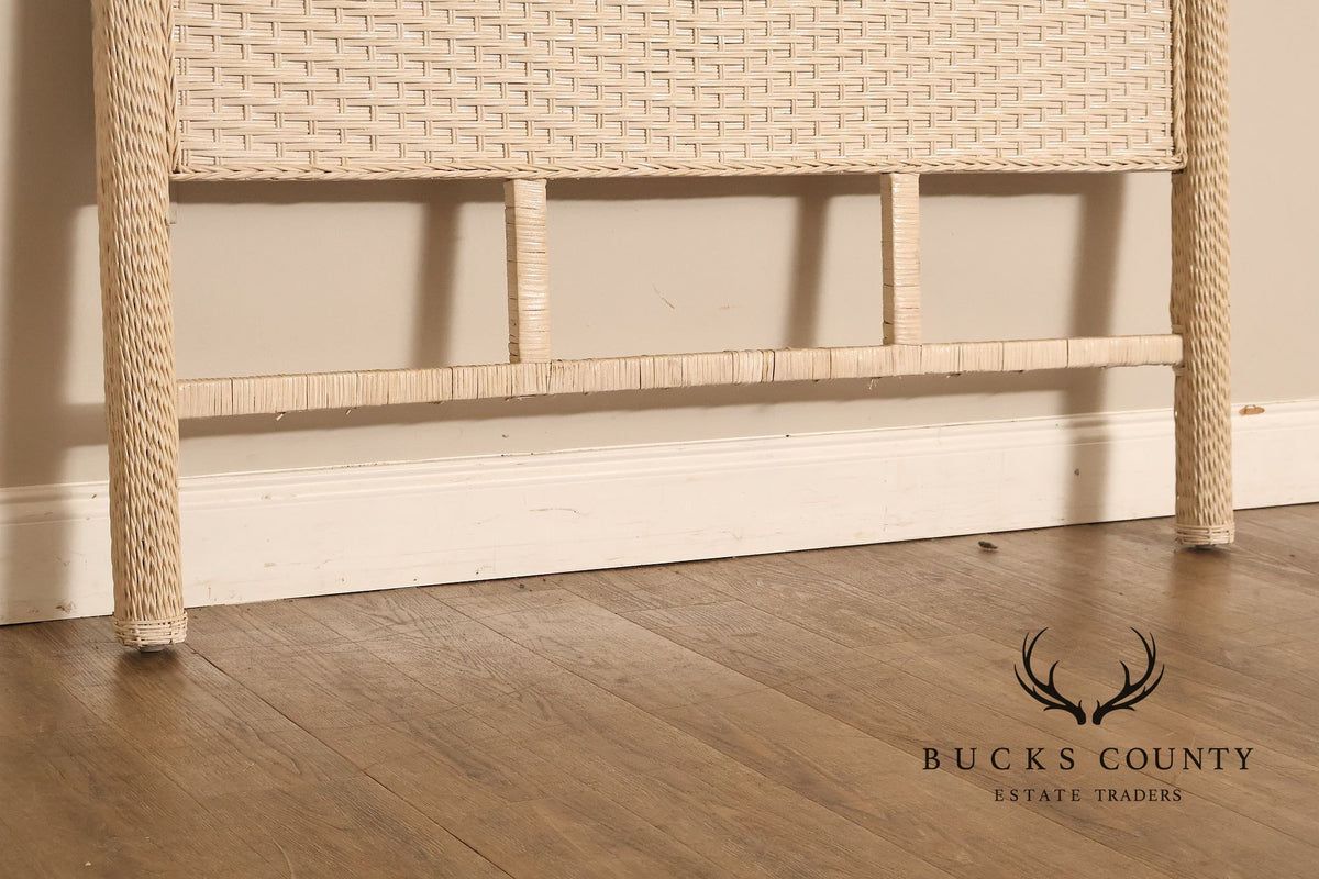 Coastal Style Vintage Full Wicker Headboard