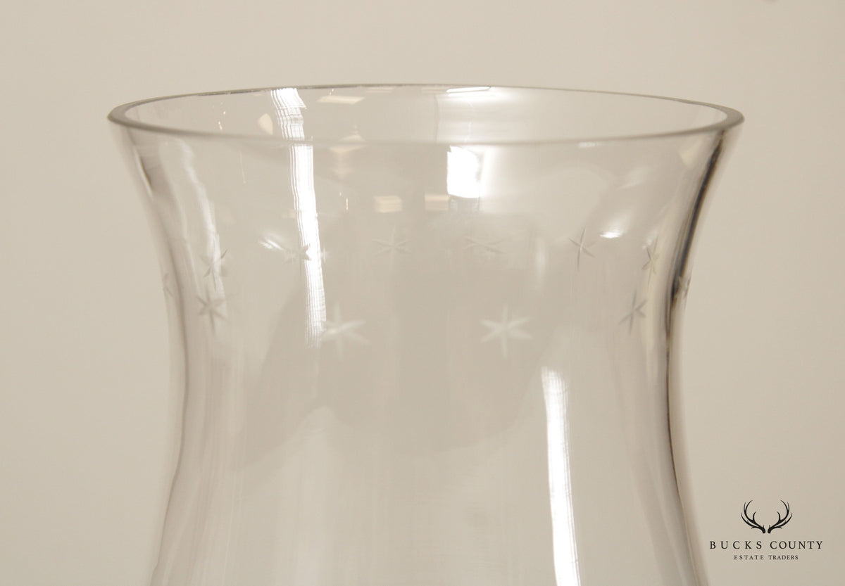 Federal Style Vintage Pair Of Eagle Etched Glass Hurricane Shades