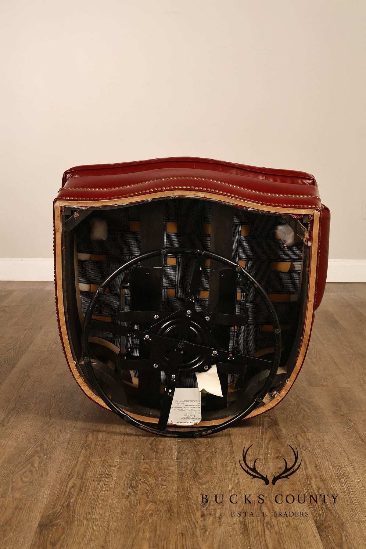 Hancock & Moore Red Leather Swivel Club Chair With Nailhead Trim