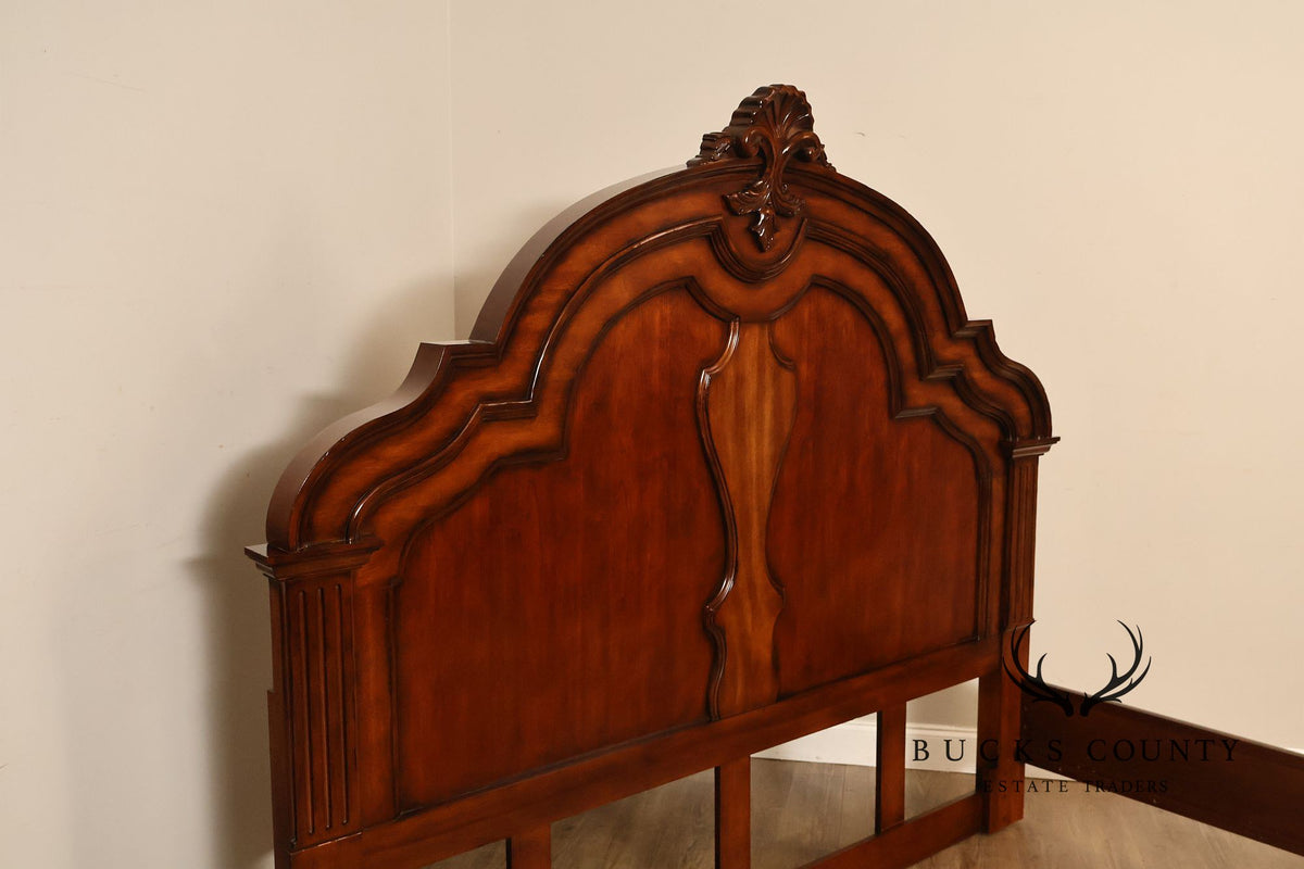 Baroque Style King Size Mahogany High Back Carved Bed Frame