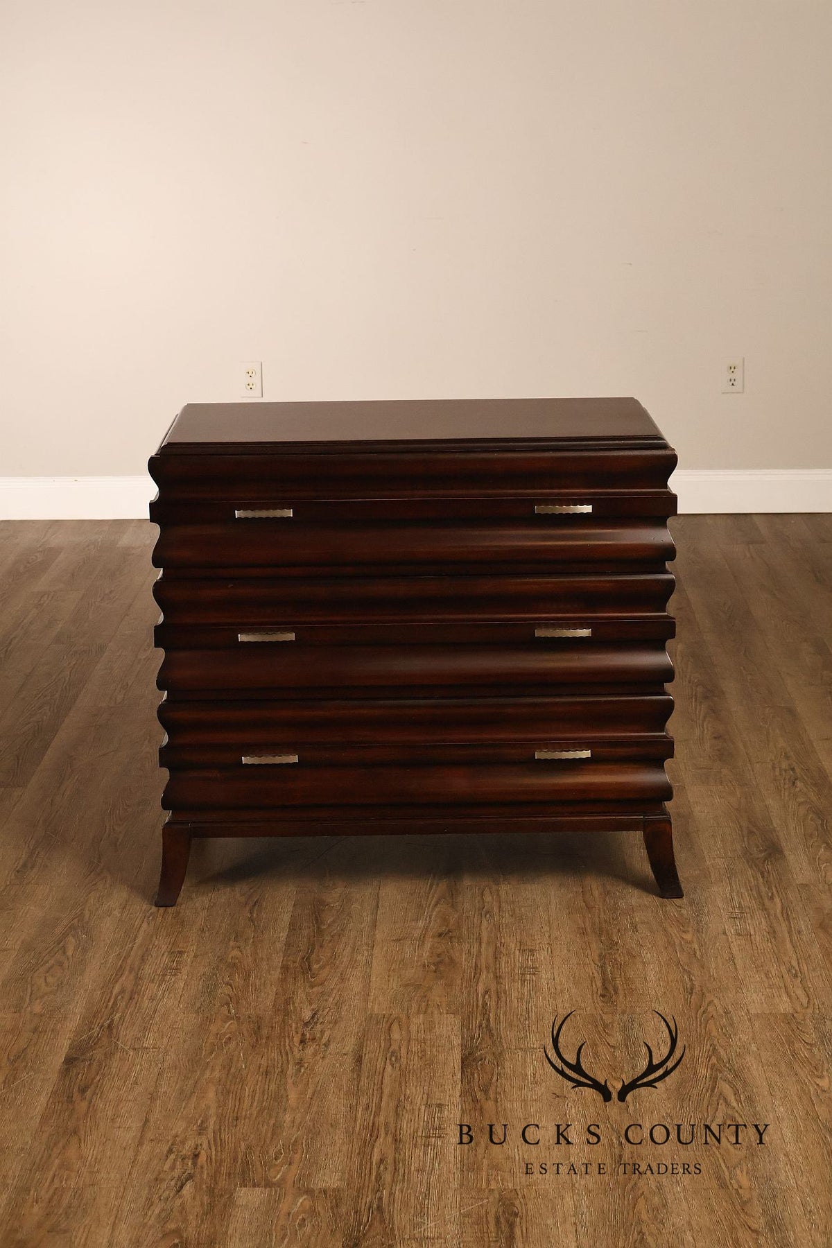 Hickory White Contemporary Ripple Front Three Drawer Chest