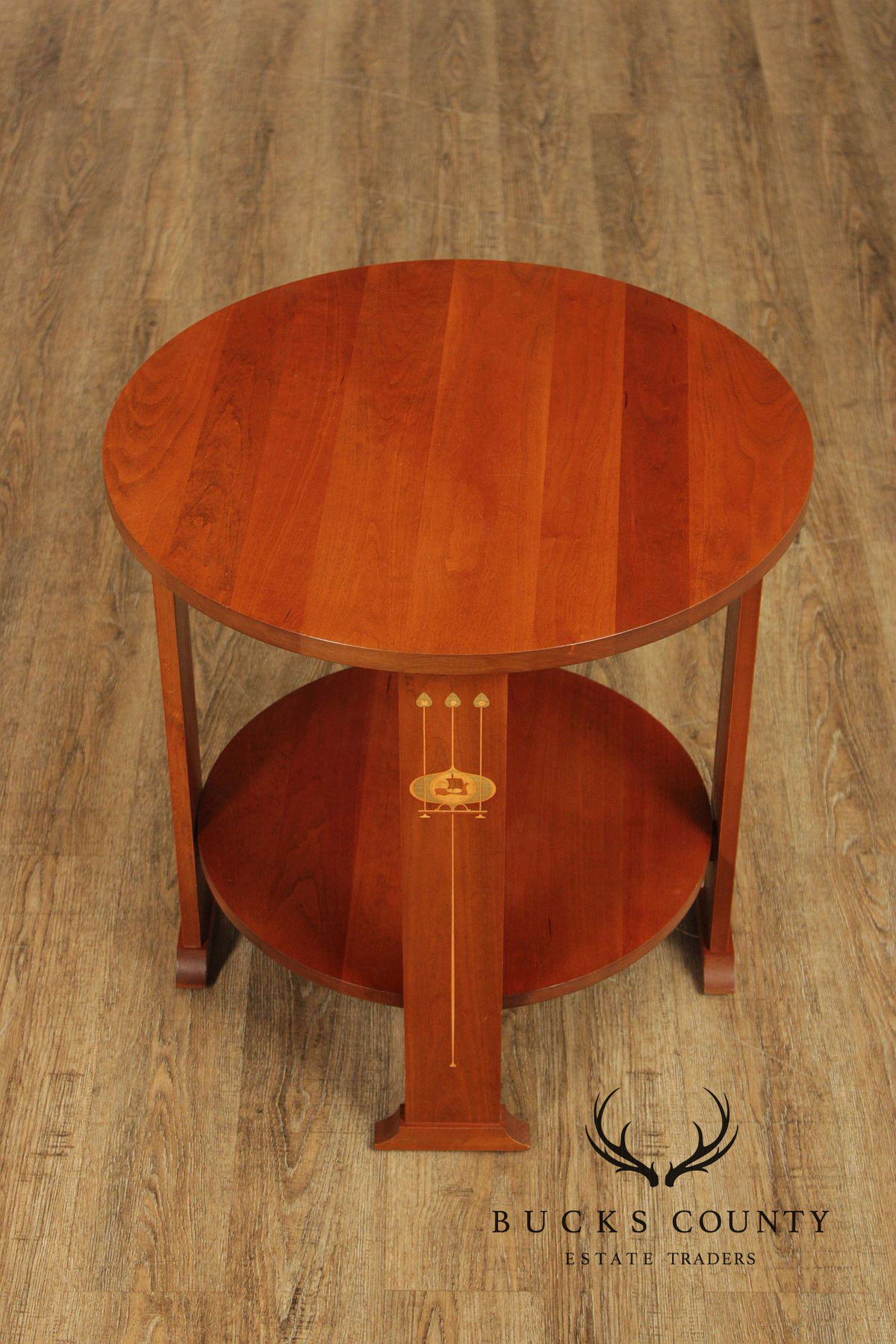 Stickley Harvey Ellis Inlaid Cherry Round Lamp Table