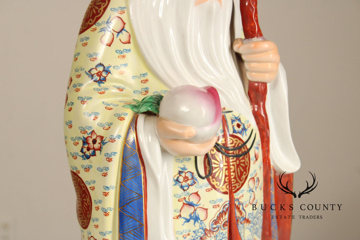 Set Of 3 Chinese Porcelain Fu Lu Shou Immortal Figurines