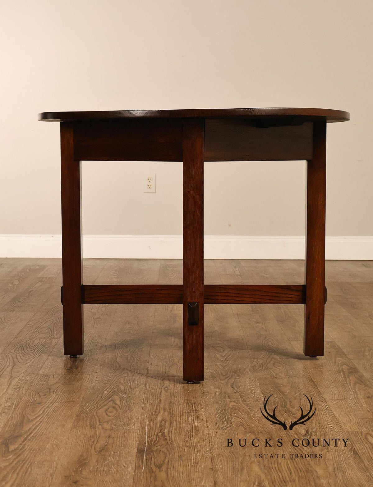National Furniture Company Antique Mission Oak Round Lamp Table