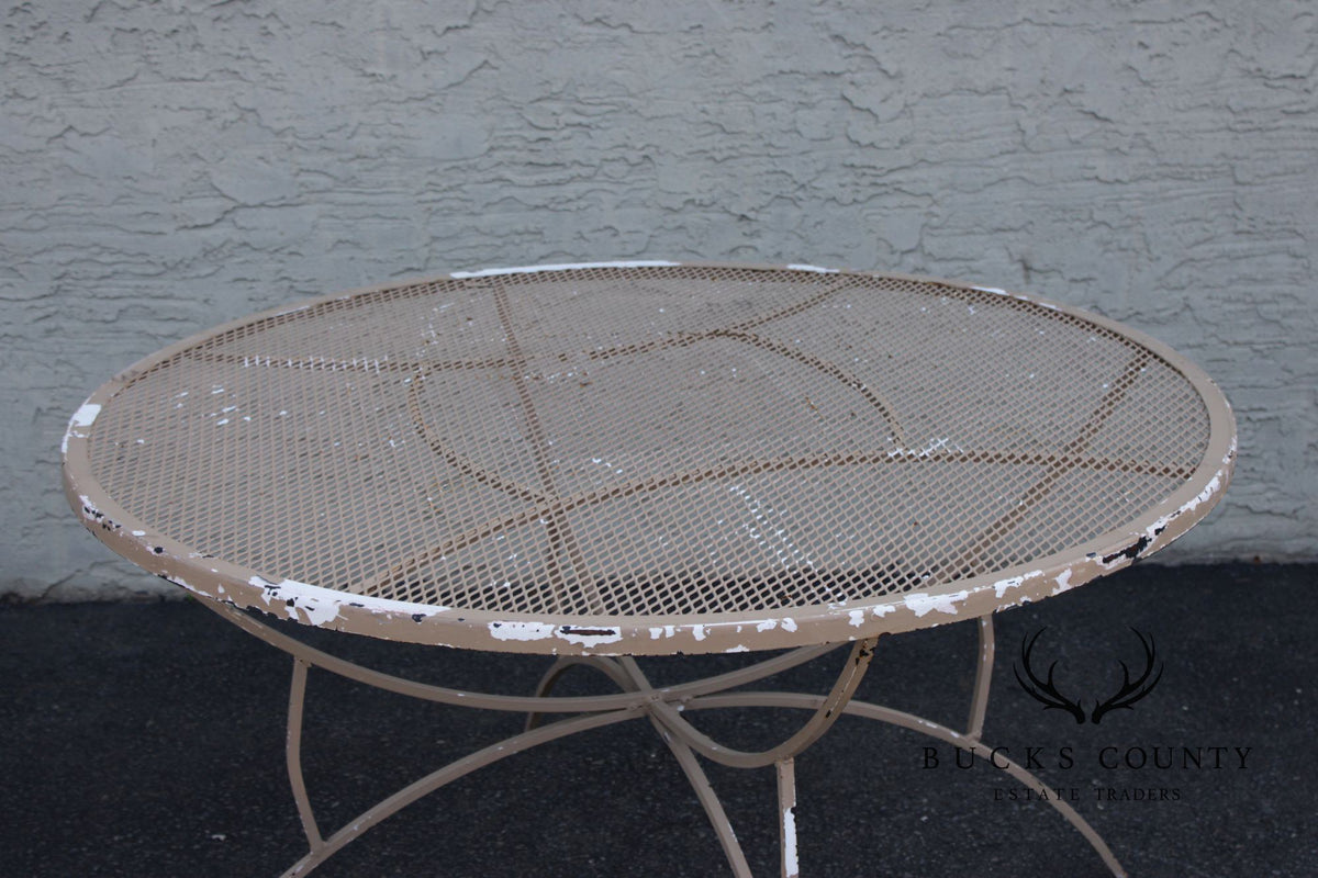 Mid Century Modern Round Wrought Iron Patio Dining Table