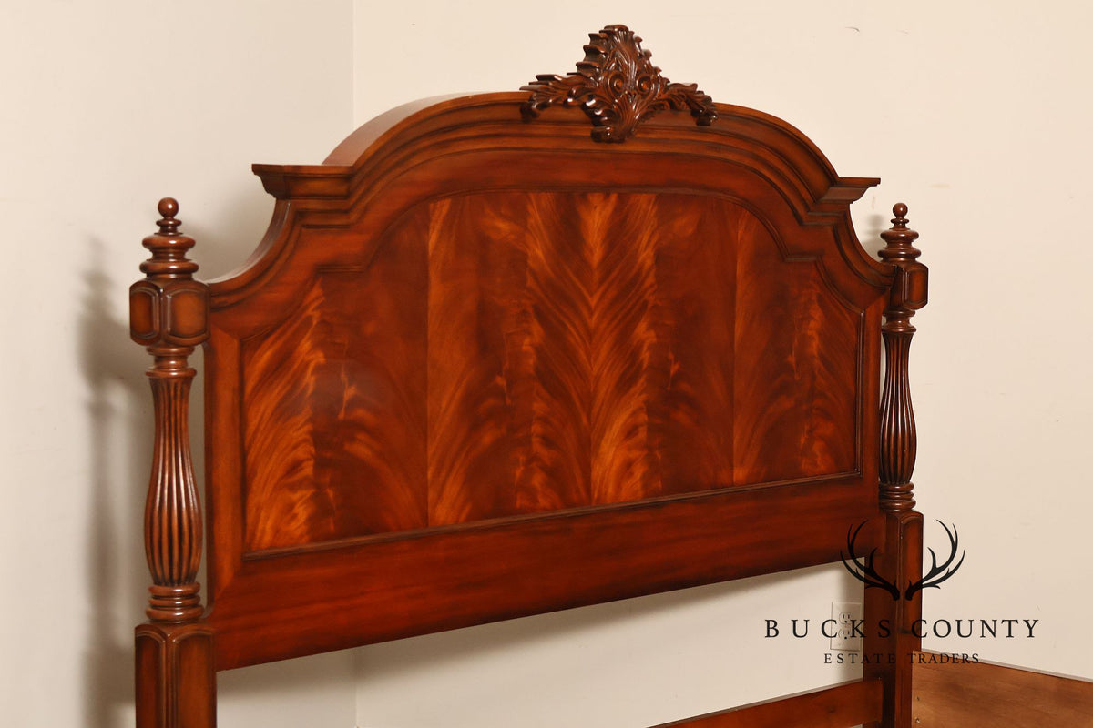 King Size Mahogany Flame Veneer Carved Bed Frame