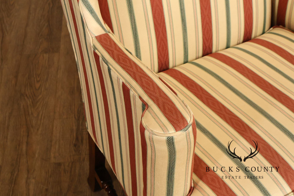 Gilliam Traditional Chippendale Style Pair Of Upholstered Wingback Armchairs