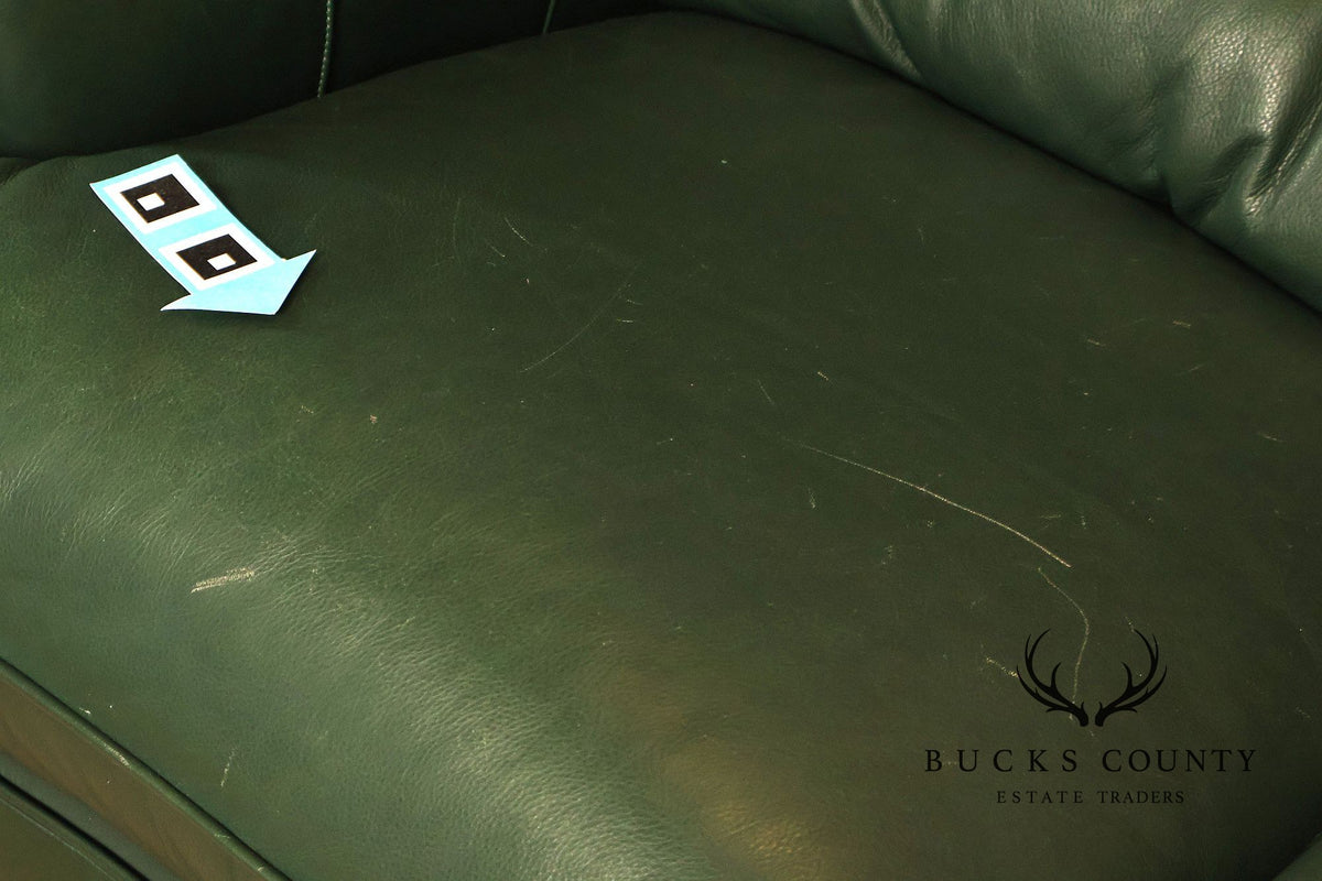Hancock & Moore Green Leather Nailhead Trim Sofa
