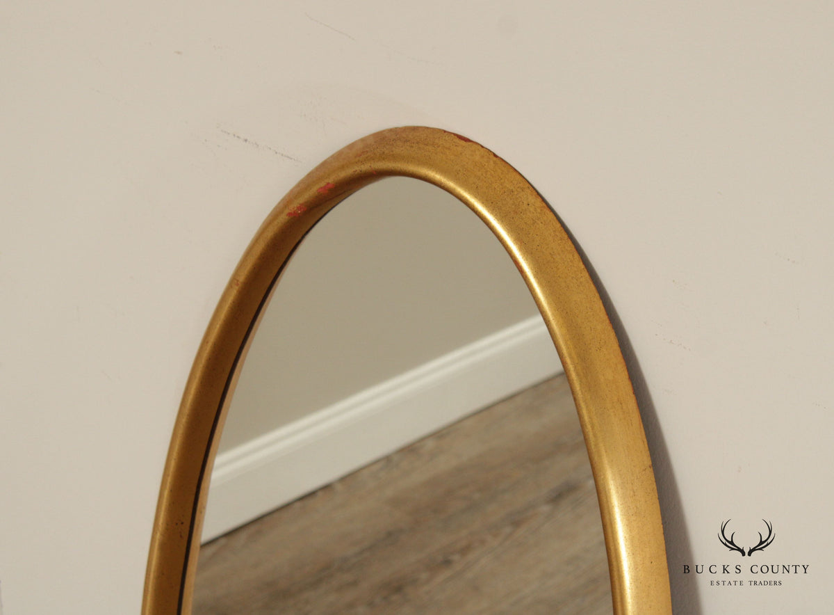 Mid Century Modern Giltwood Oval Wall Mirror
