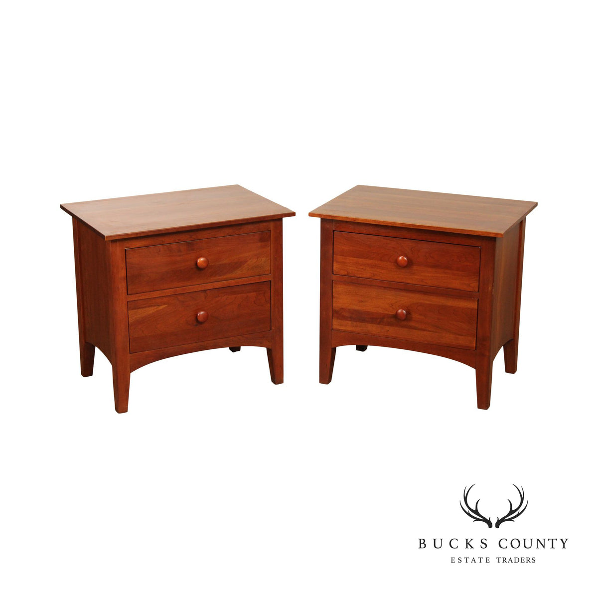 Ethan Allen American Impressions Pair Of Cherry Two-Drawer Nightstands