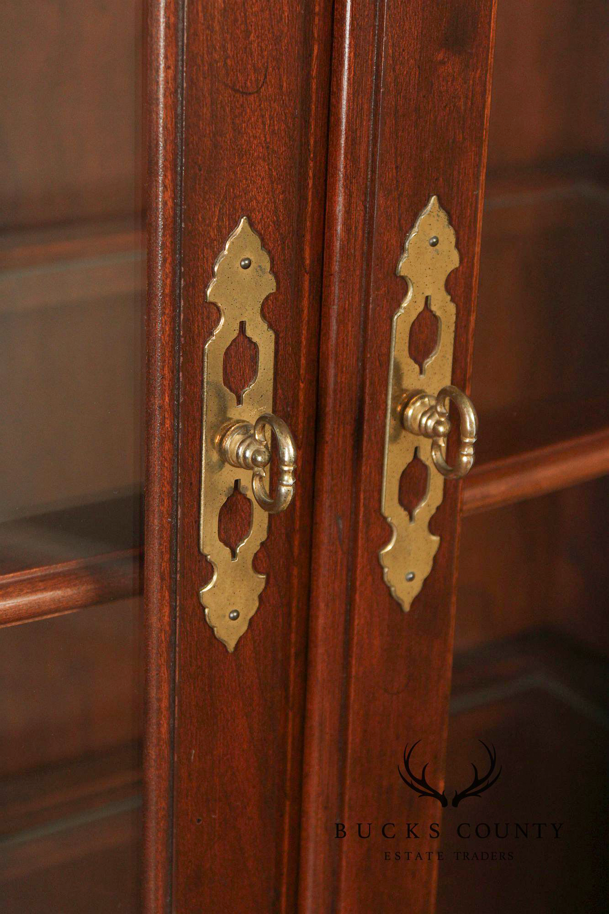 Ethan Allen Georgian Style Cherry Lighted Bookcase