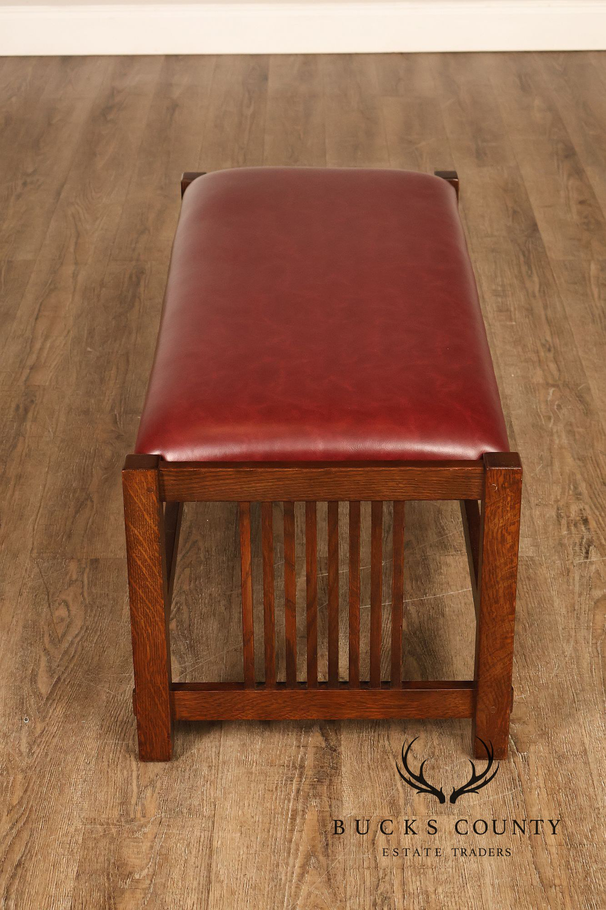 Stickley Mission Collection Oak Upholstered Bench